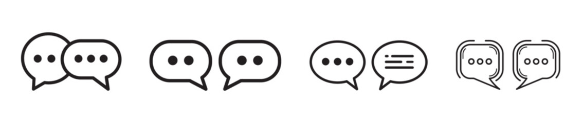 A simple line drawing icon of speech bubbles, for conversation or communication on a white background, vector illustration