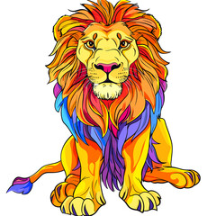 Obraz premium Adorable Illustration Of A Lion, Its Image Bringing Joy, Cartoon Illustration