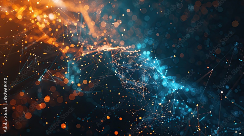 Poster futuristic abstract background with ai neural networks and complex data visualization for business t