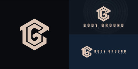 Abstract hexagon initial letter BG or GB in gold color isolated on multiple background colors. The logo is suitable for gym and sports commercial construction business logo design inspiration template