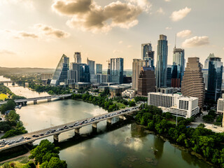 Naklejka premium Aerial view of the Austin Texas Skyline