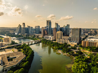 Naklejka premium Aerial view of the Austin Texas Skyline
