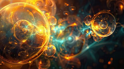 Obraz premium Glowing orbs of light against a dark abstract background, creating a mystical and futuristic atmosphere