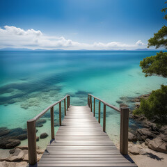 Fototapeta premium Make a wish while looking at the wide, big sea.