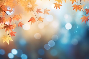 Fototapeta premium autumn background with leaves, generative ai