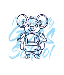 hand drawn monster illustration with text i'm ready goes to school for t-shirt design
