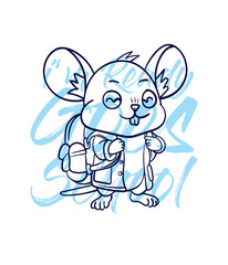 hand drawn monster illustration with text i'm ready goes to school for t-shirt design
