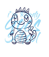 hand drawn monster illustration with text i'm ready goes to school for t-shirt design
