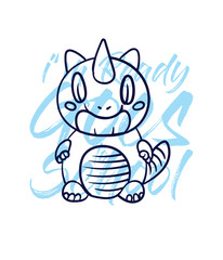 hand drawn monster illustration with text i'm ready goes to school for t-shirt design
