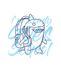 Fototapeta premium hand drawn monster illustration with text i'm ready goes to school for t-shirt design 