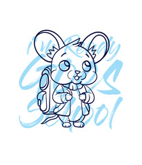 hand drawn monster illustration with text i'm ready goes to school for t-shirt design
