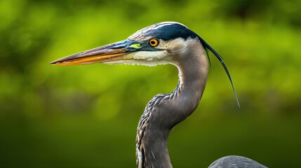 Close-up Portrait of a Great Blue Heron