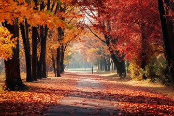 autumn trees in the park, generative ai