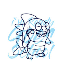 hand drawn monster illustration with text i'm ready goes to school for t-shirt design
