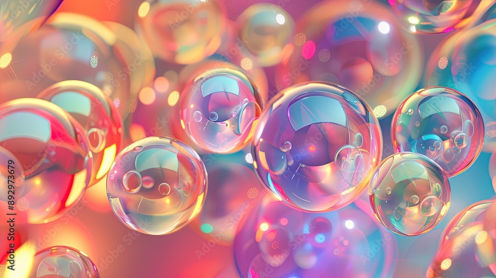Aufkleber sparkling pearlescent orbs arranged in a pattern on a lively abstract background, ideal for imaginat
