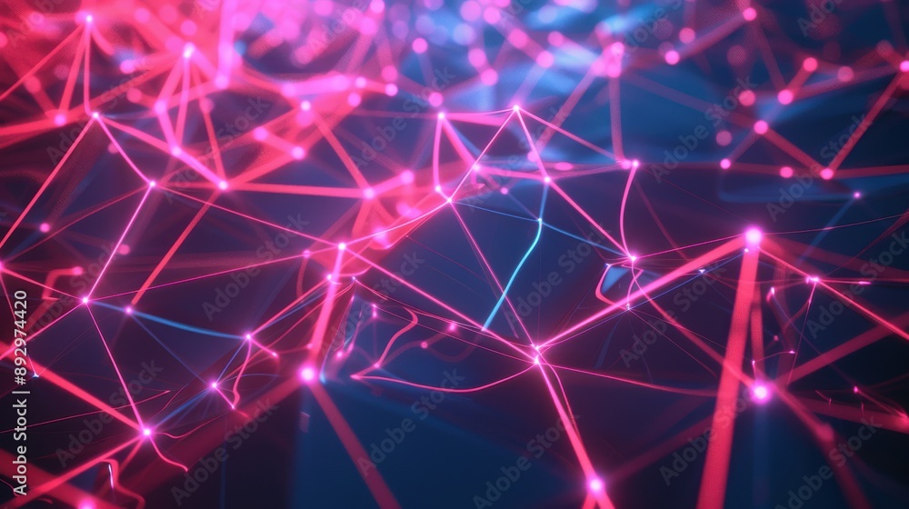 Poster vibrant 3d background with interconnected glowing lines forming a complex network
