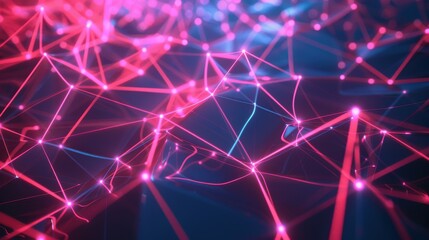 Vibrant 3D background with interconnected glowing lines forming a complex network