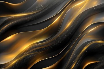 Abstract Gold and Black Waves Background