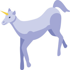 Blue unicorn walking in isometric view, mythical creature for fantasy design