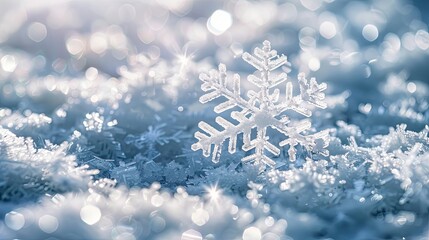 snowflakes with winter landscape