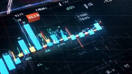 futuristic stock market graph with neon colors, representing advanced financial technology and analytics