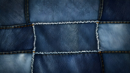 Abstract patchwork jeans texture background