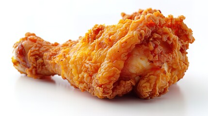 A piece of fried chicken coated with flour or batter looks tasty and delicious, isolated on a transparent background. This yummy fast food item is fried to perfection with flavorful ingredients, m