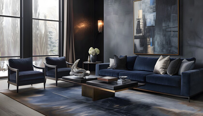 Fototapeta premium Living room interior design in minimalist style