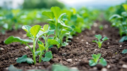 Obraz premium Soil Fertility Management: Methods focused on sustaining or improving soil nutrients through organic materials, fertilizers, and crop residues, fostering robust plant development. 