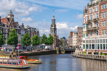 The Munttoren or Munt, is the Mint Tower located on  Muntplein square in Amsterdam, Netherlands