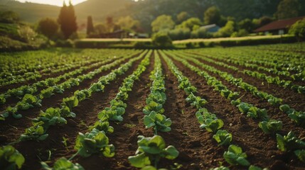 Obraz premium Agroecology: An ecological farming method that treats agricultural areas as ecosystems, improving sustainability by mimicking natural processes and ecological cycles. 