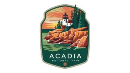 Acadia National Park Scenic Badge with Copy-Space