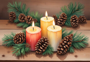 Christmas decoration on a wooden background