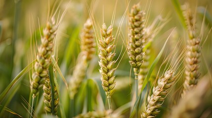 Golden Wheat Stalks in a Field