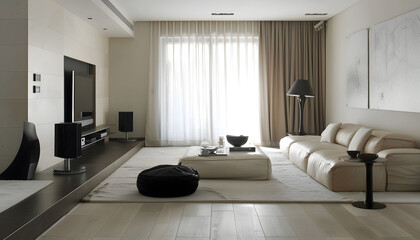 Fototapeta premium Living room interior design in minimalist style