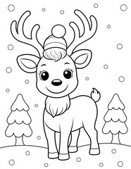 christmas reindeer coloring page. ready to print on standard 8.5x11 inch paper.