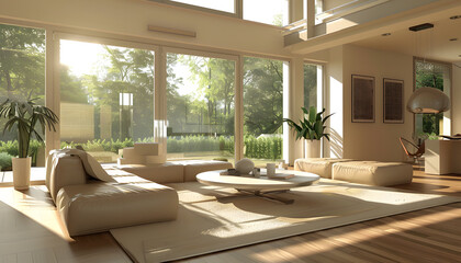 Fototapeta premium Living room interior design in minimalist style