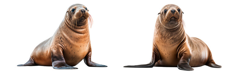 Obraz premium Sea lions isolated on transparent background
