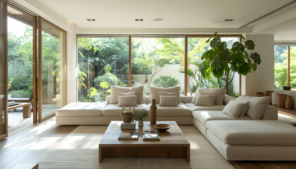 Fototapeta premium Living room interior design in minimalist style