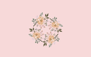 Flower banner background on autumn holiday. Colorful pumpkins, autumn leaves and flowers, decoration on copy space background.