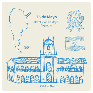 Plantilla de iconos 25 de Mayo Cabildo simbolos patrios_Argentina