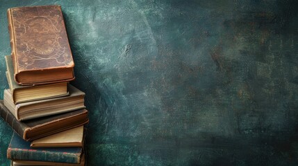 Vintage image with book on dark background for school or library