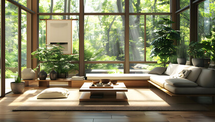 Fototapeta premium Living room interior design in minimalist style