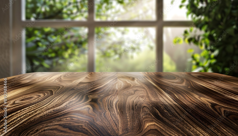 Poster wooden table with window view