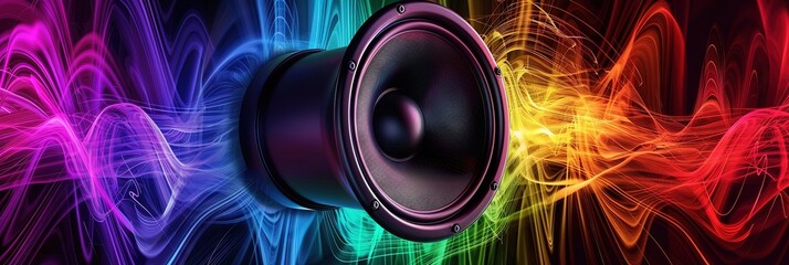Speaker with colorful sound waves