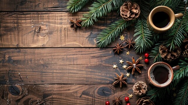 New Year s resolution with coffee on wood background