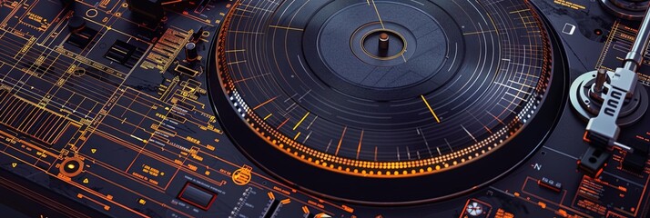 Fototapeta premium Intricate turntable record player for vinyl albums