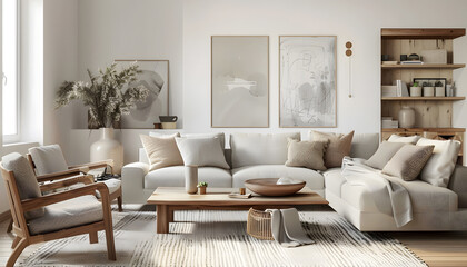 Living room interior design in minimalist style