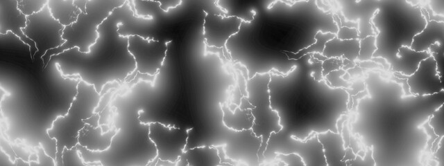 White lightning flash background. Lightning collage on black background.