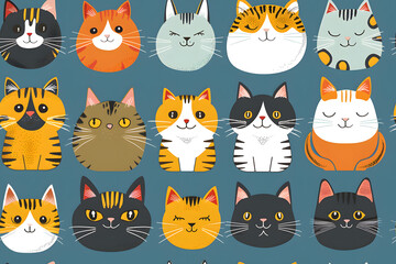 Obraz premium Seamless cat pattern, continuous background